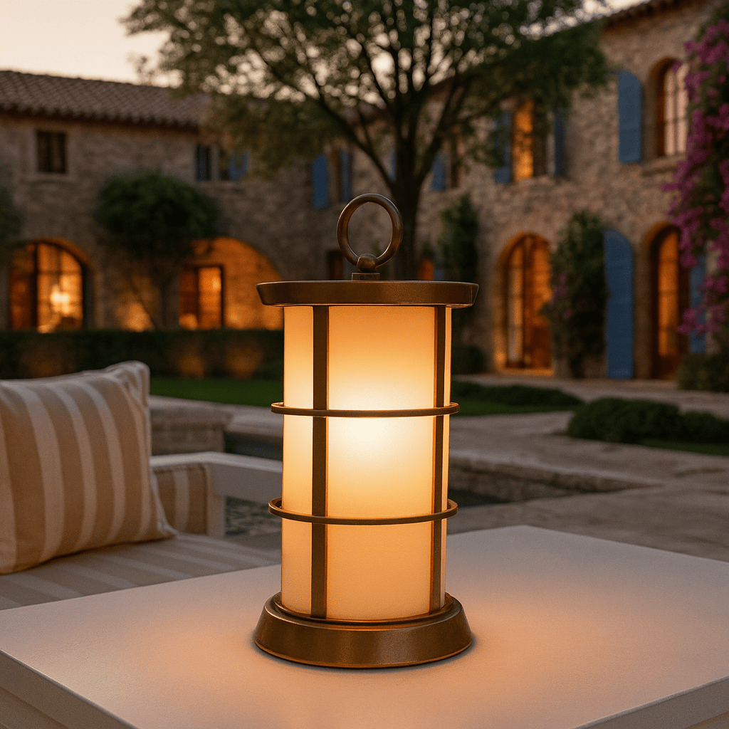 Luxury White Glass Outdoor Table Lamp