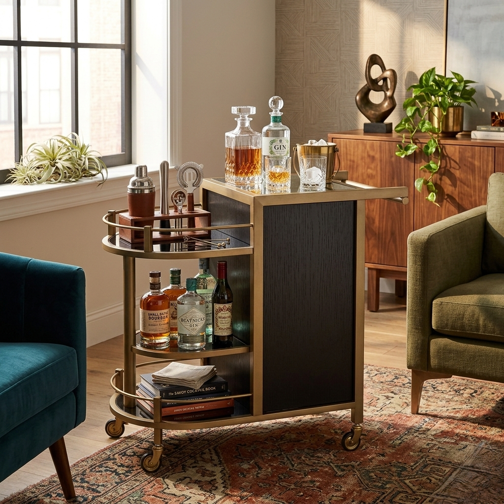 Hollywood Regency Bar Cart