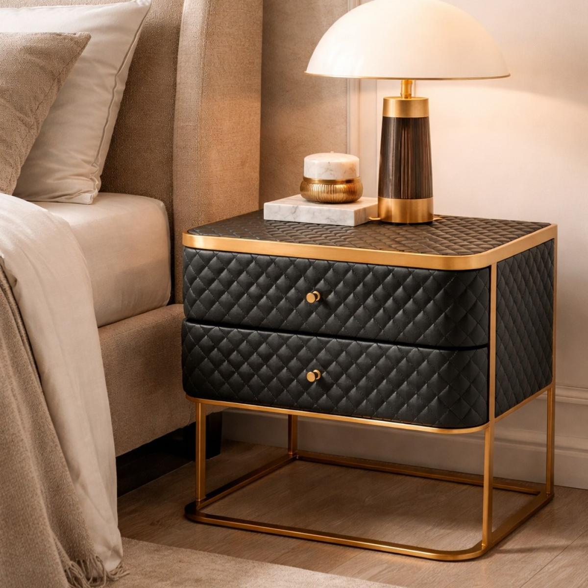 Nightstand With Brass Frame