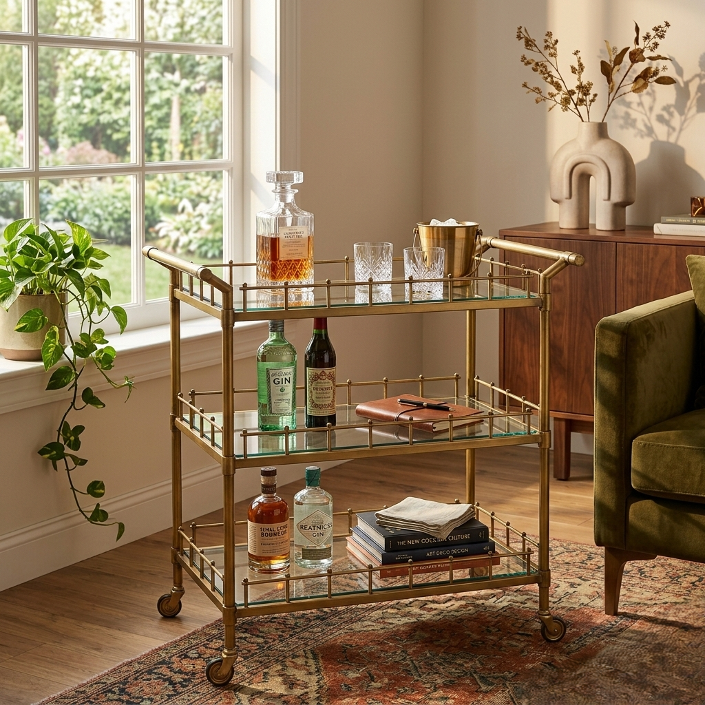 Textured Entertainer Bar Cart